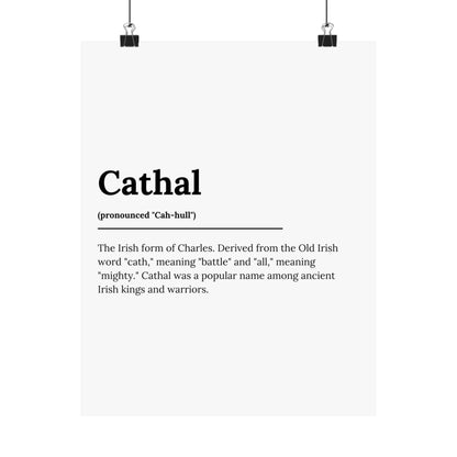 "Cathal" ("Charles" in Gaelic/Irish) | Irish Names Poster | Little Irish Thing