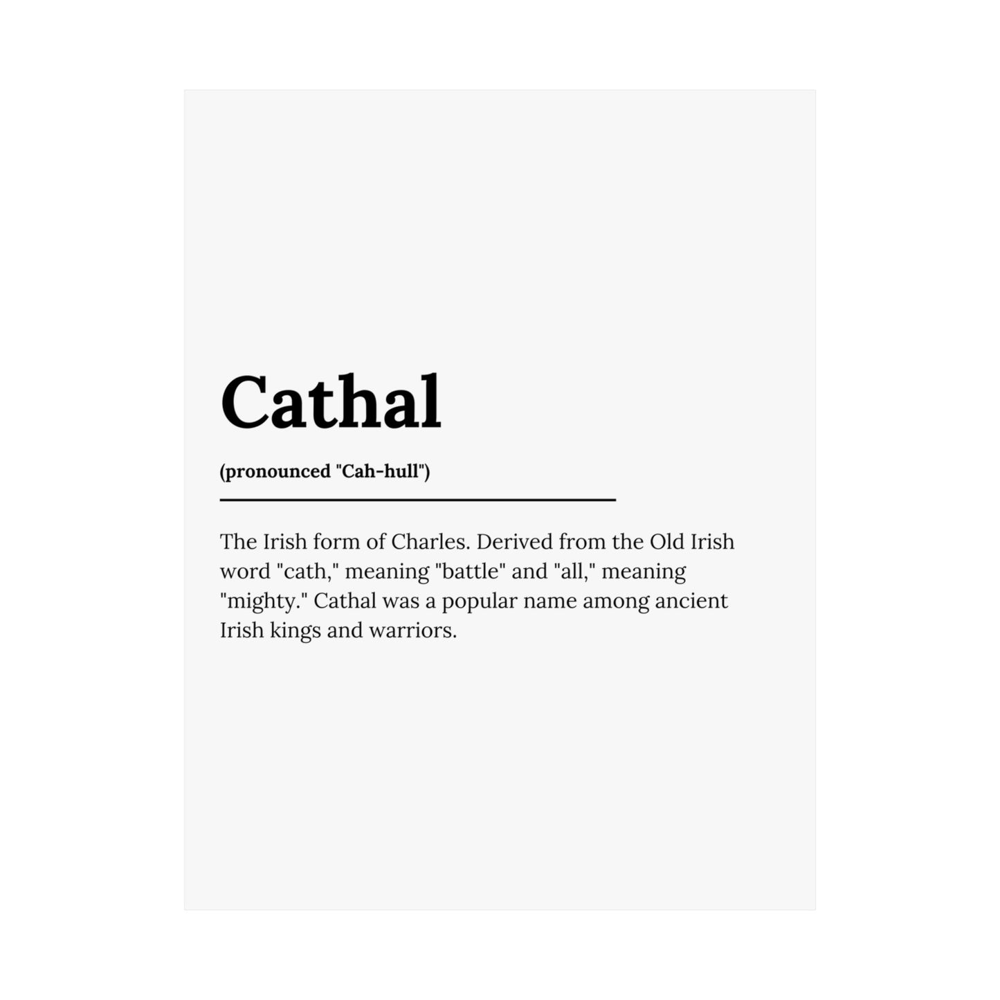 "Cathal" ("Charles" in Gaelic/Irish) | Irish Names Poster | Little Irish Thing