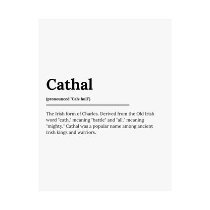 "Cathal" ("Charles" in Gaelic/Irish) | Irish Names Poster | Little Irish Thing