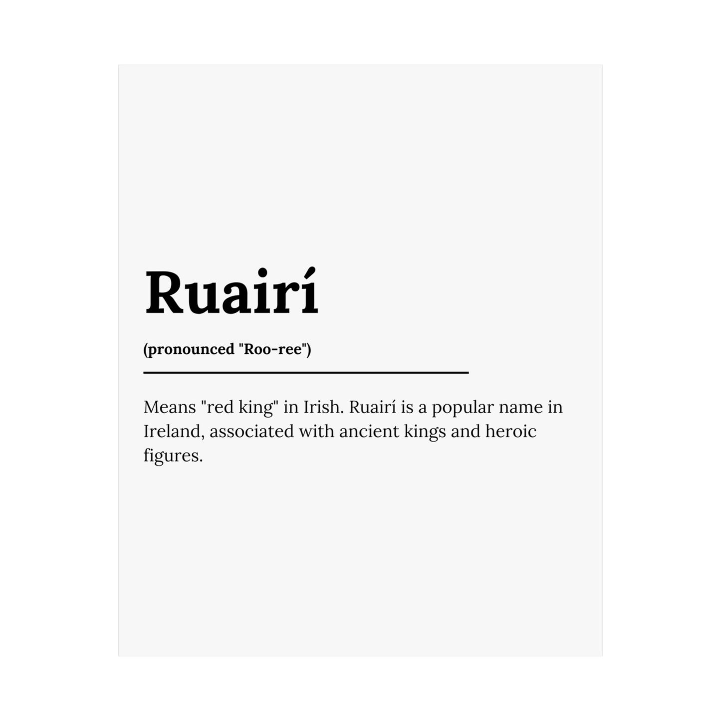 "Ruairí" ("Rory" in Gaelic/Irish) | Irish Names Poster | Little Irish Thing