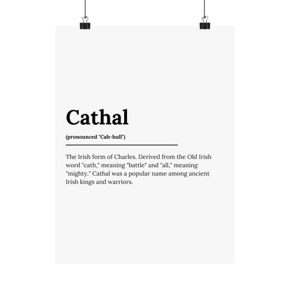 "Cathal" ("Charles" in Gaelic/Irish) | Irish Names Poster | Little Irish Thing