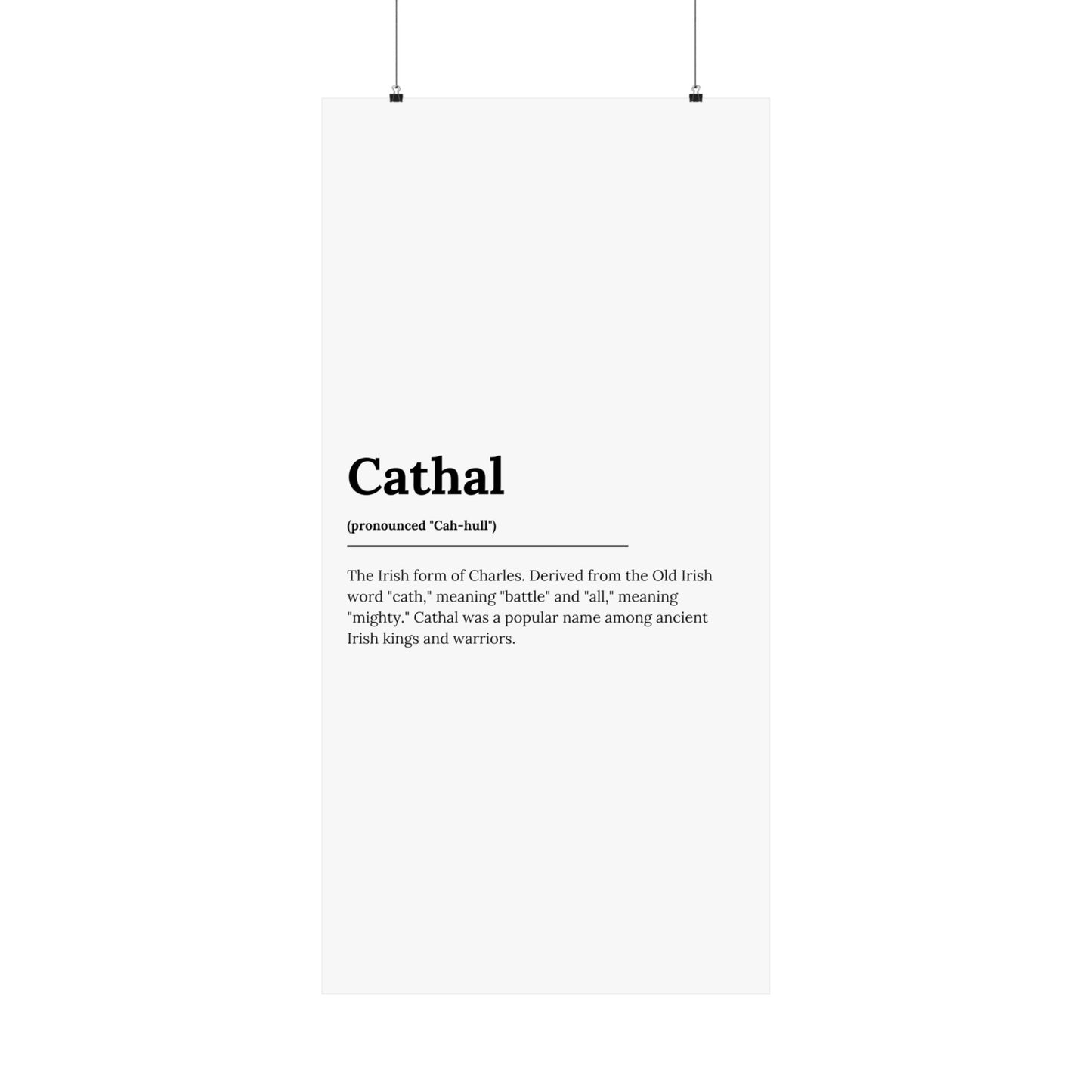 "Cathal" ("Charles" in Gaelic/Irish) | Irish Names Poster | Little Irish Thing