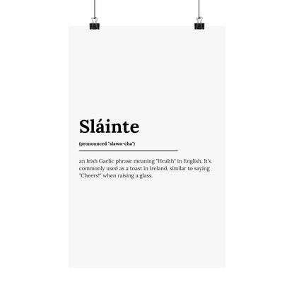 "Sláinte" ("Cheers" in Gaelic/Irish) | Irish Expression Posters | Little Irish Thing