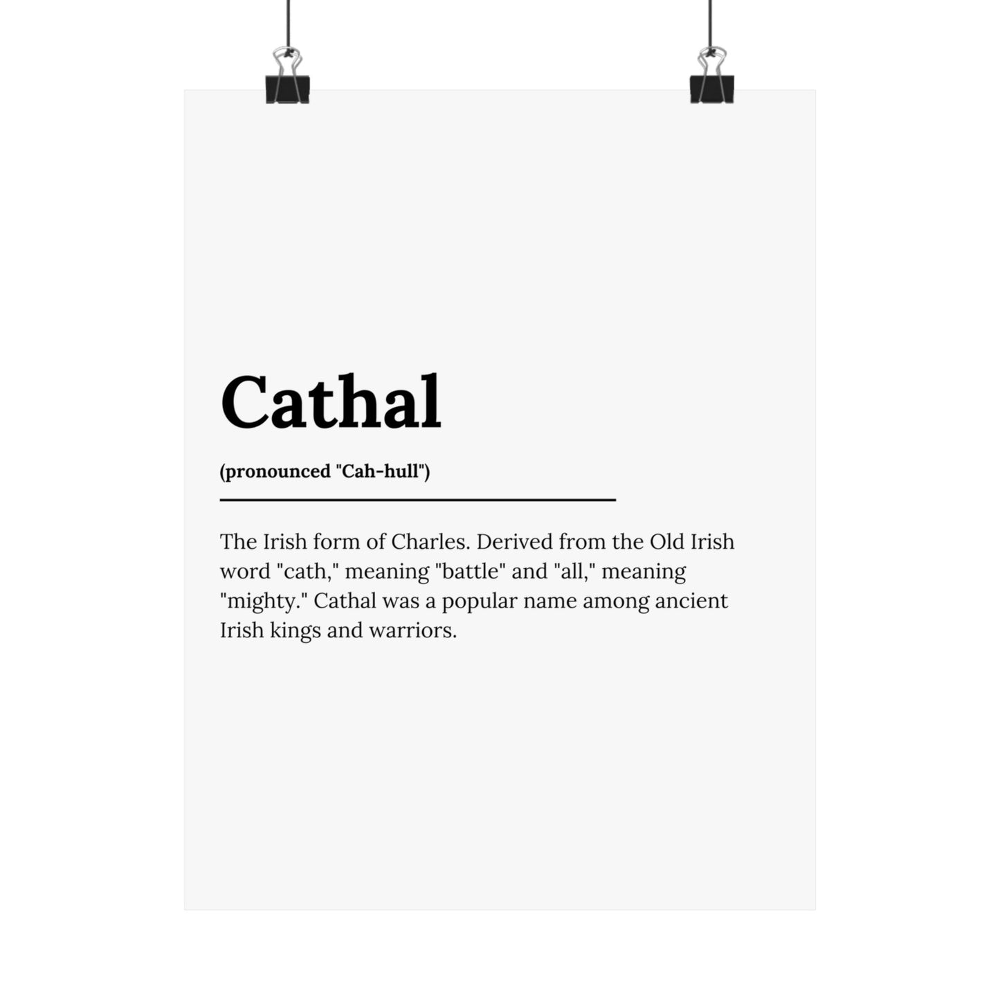 "Cathal" ("Charles" in Gaelic/Irish) | Irish Names Poster | Little Irish Thing