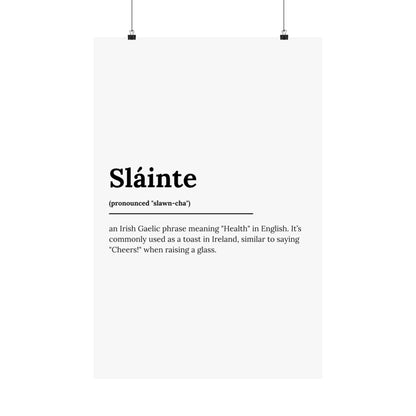 "Sláinte" ("Cheers" in Gaelic/Irish) | Irish Expression Posters | Little Irish Thing