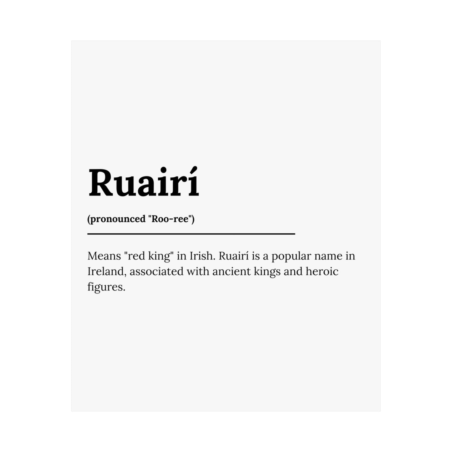 "Ruairí" ("Rory" in Gaelic/Irish) | Irish Names Poster | Little Irish Thing