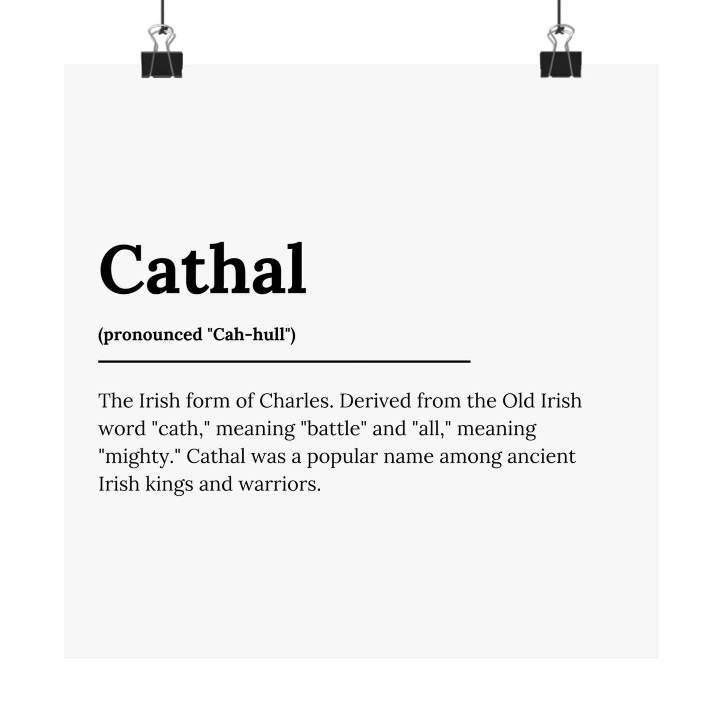 "Cathal" ("Charles" in Gaelic/Irish) | Irish Names Poster | Little Irish Thing