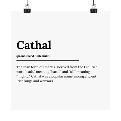 "Cathal" ("Charles" in Gaelic/Irish) | Irish Names Poster | Little Irish Thing