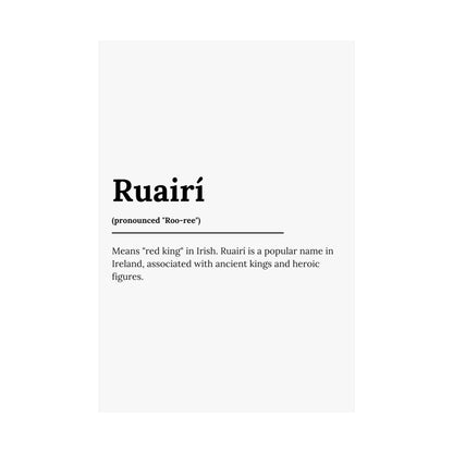 "Ruairí" ("Rory" in Gaelic/Irish) | Irish Names Poster | Little Irish Thing