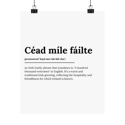 "Céad míle fáilte" | "A hundred thousand welcomes" | Irish/Gaelic Expression Poster