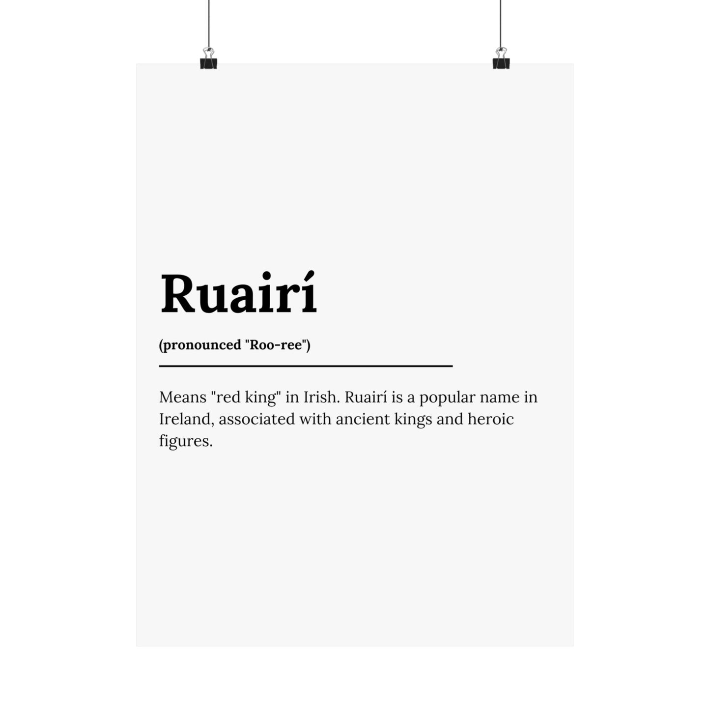 "Ruairí" ("Rory" in Gaelic/Irish) | Irish Names Poster | Little Irish Thing