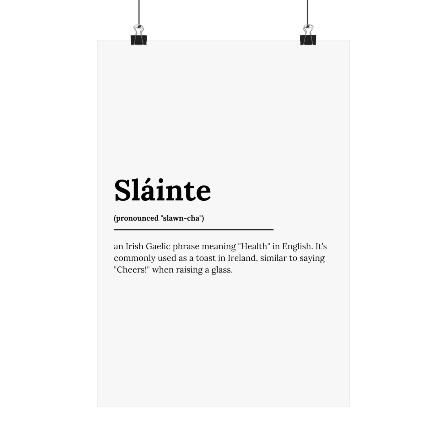 "Sláinte" ("Cheers" in Gaelic/Irish) | Irish Expression Posters | Little Irish Thing