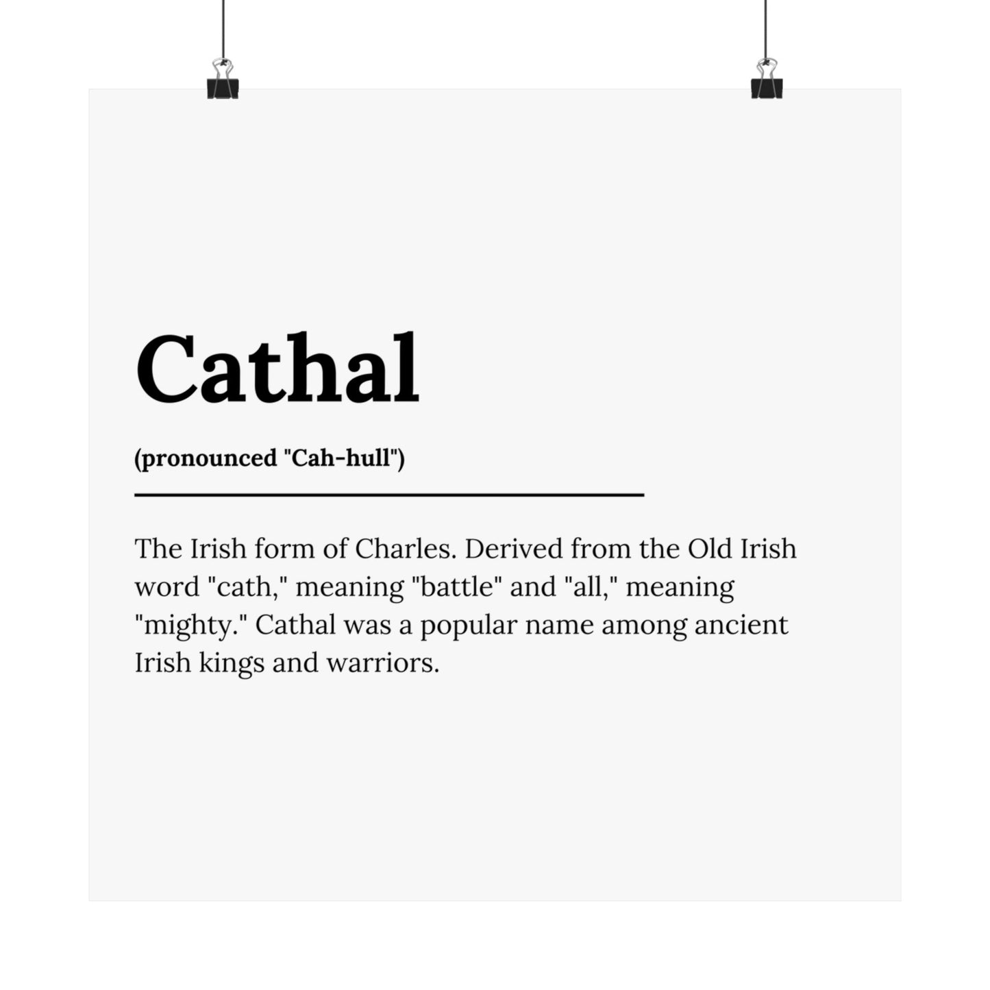 "Cathal" ("Charles" in Gaelic/Irish) | Irish Names Poster | Little Irish Thing