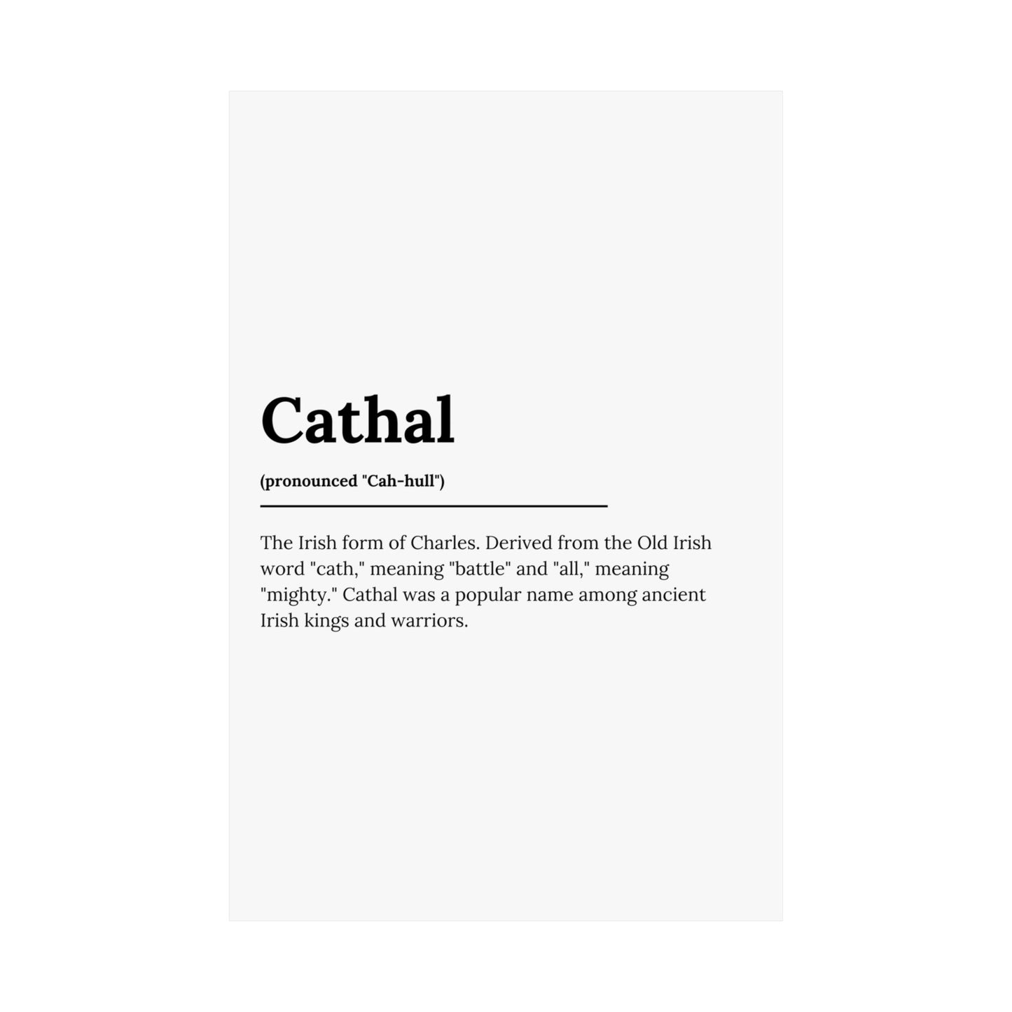 "Cathal" ("Charles" in Gaelic/Irish) | Irish Names Poster | Little Irish Thing