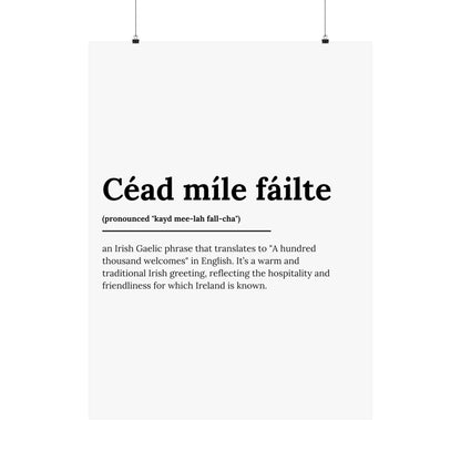 "Céad míle fáilte" | "A hundred thousand welcomes" | Irish/Gaelic Expression Poster