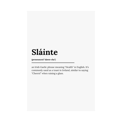 "Sláinte" ("Cheers" in Gaelic/Irish) | Irish Expression Posters | Little Irish Thing