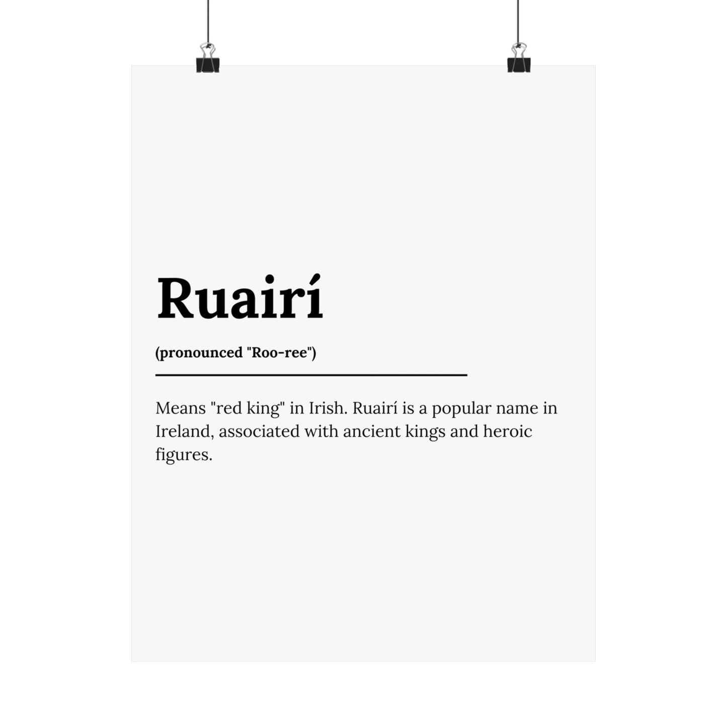 "Ruairí" ("Rory" in Gaelic/Irish) | Irish Names Poster | Little Irish Thing