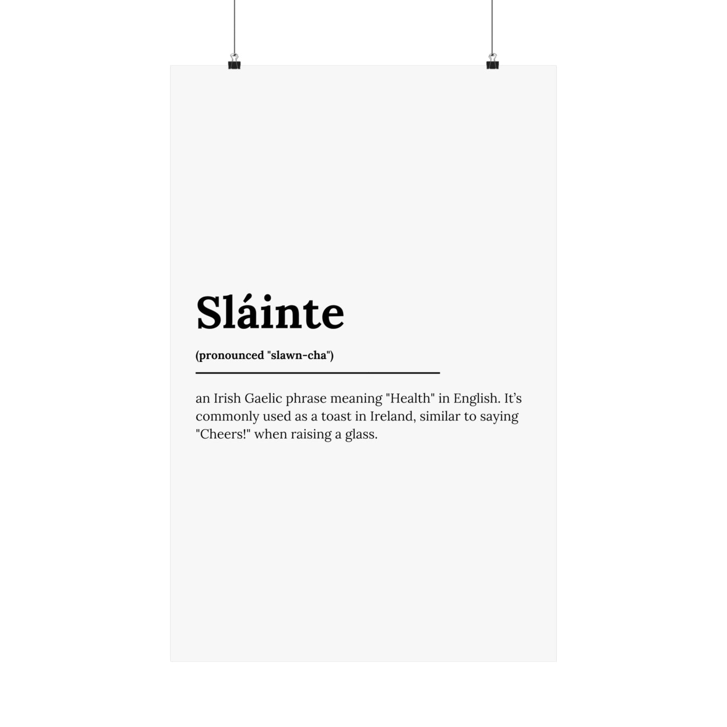 "Sláinte" ("Cheers" in Gaelic/Irish) | Irish Expression Posters | Little Irish Thing