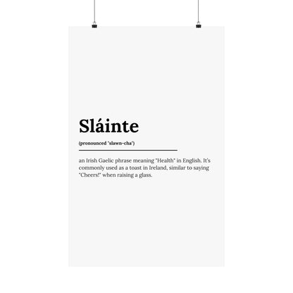 "Sláinte" ("Cheers" in Gaelic/Irish) | Irish Expression Posters | Little Irish Thing