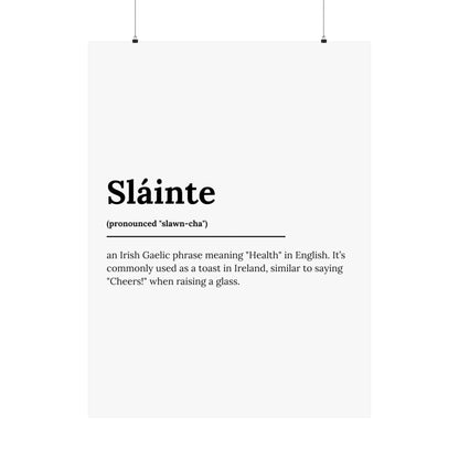 "Sláinte" ("Cheers" in Gaelic/Irish) | Irish Expression Posters | Little Irish Thing