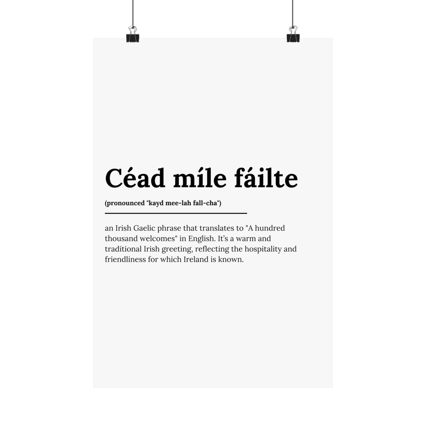 "Céad míle fáilte" | "A hundred thousand welcomes" | Irish/Gaelic Expression Poster