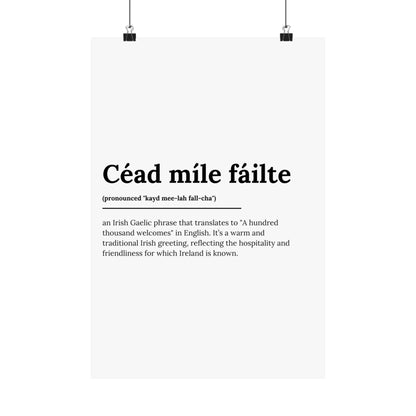 "Céad míle fáilte" | "A hundred thousand welcomes" | Irish/Gaelic Expression Poster