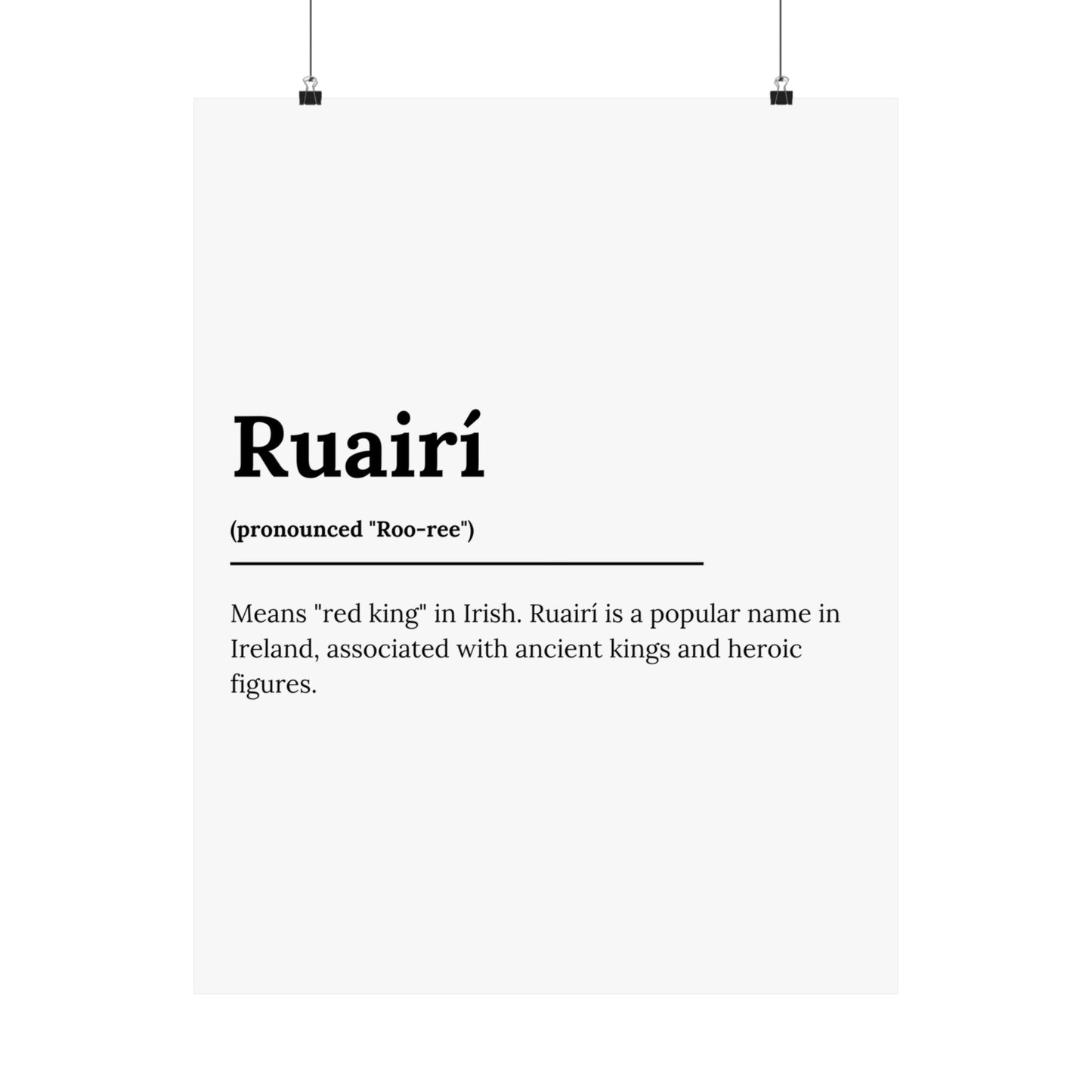 "Ruairí" ("Rory" in Gaelic/Irish) | Irish Names Poster | Little Irish Thing