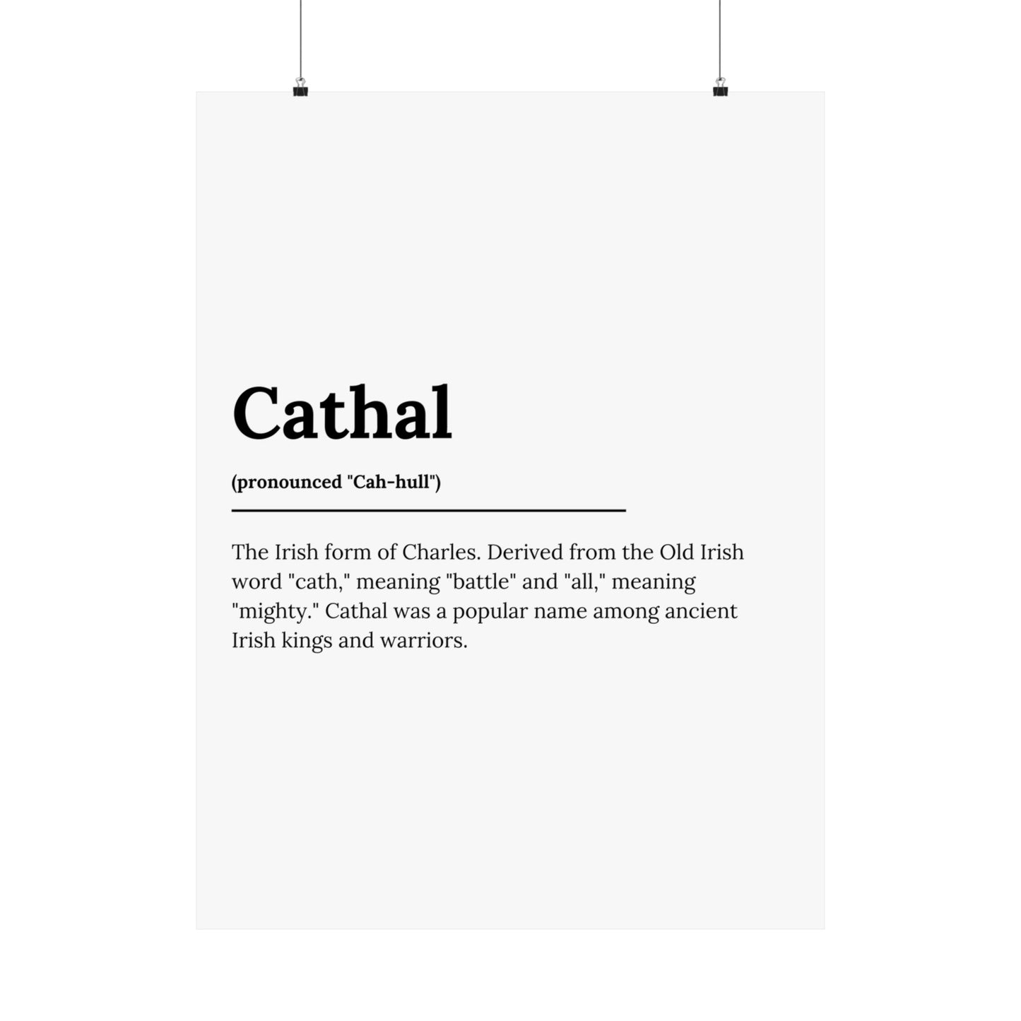 "Cathal" ("Charles" in Gaelic/Irish) | Irish Names Poster | Little Irish Thing