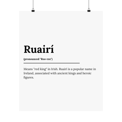 "Ruairí" ("Rory" in Gaelic/Irish) | Irish Names Poster | Little Irish Thing