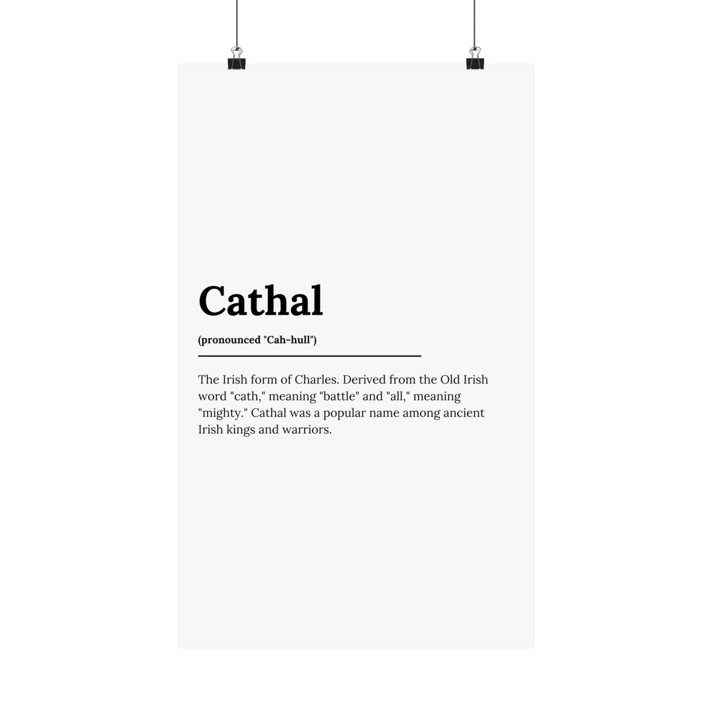 "Cathal" ("Charles" in Gaelic/Irish) | Irish Names Poster | Little Irish Thing