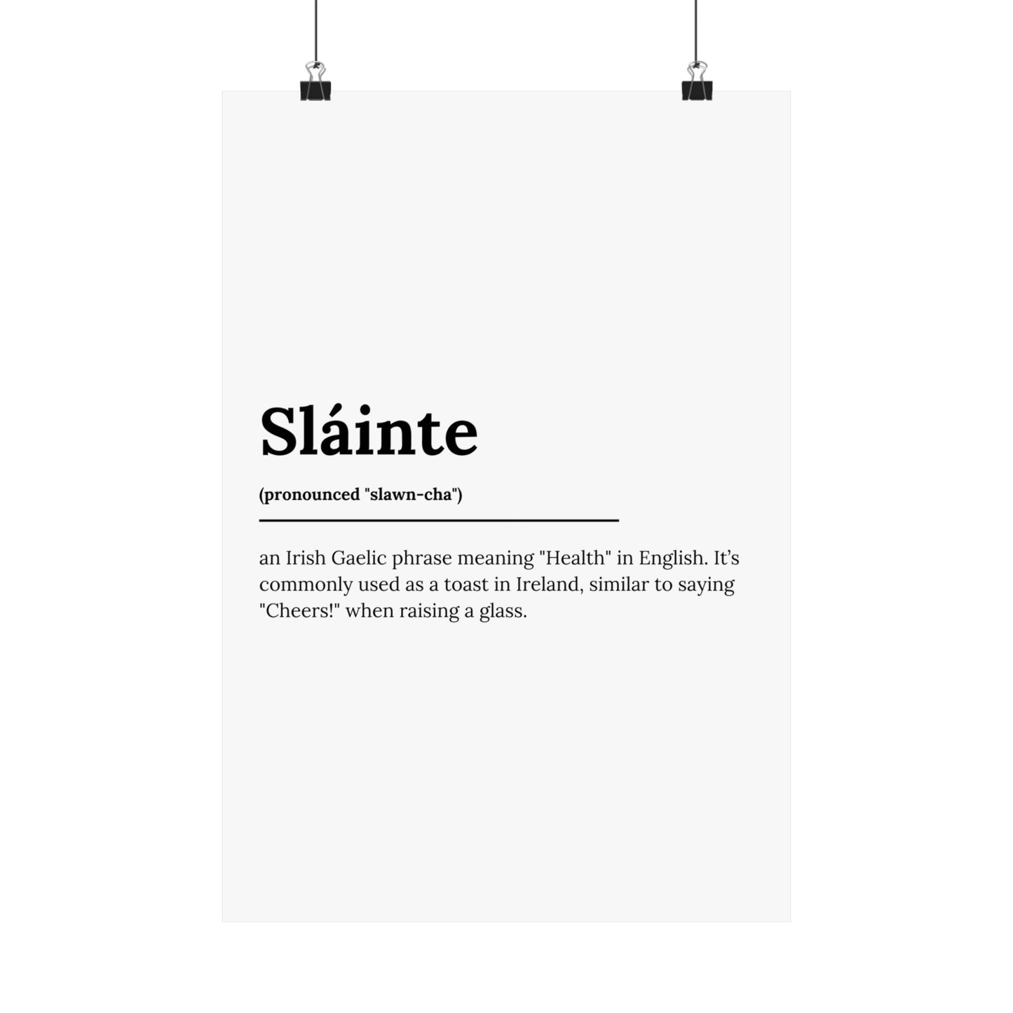 "Sláinte" ("Cheers" in Gaelic/Irish) | Irish Expression Posters | Little Irish Thing