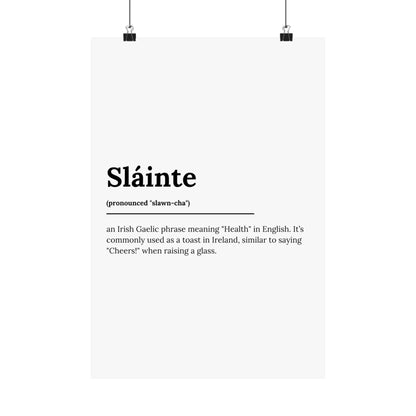 "Sláinte" ("Cheers" in Gaelic/Irish) | Irish Expression Posters | Little Irish Thing