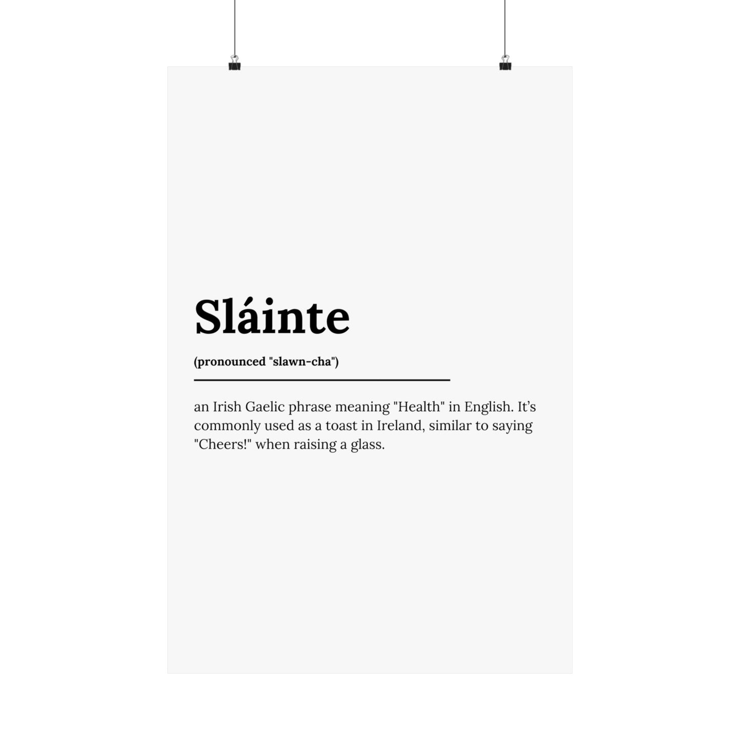 "Sláinte" ("Cheers" in Gaelic/Irish) | Irish Expression Posters | Little Irish Thing