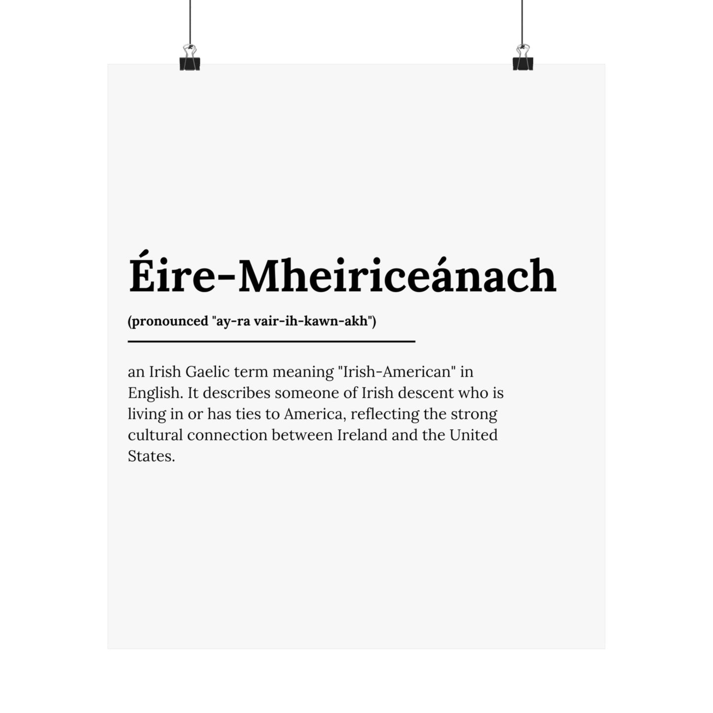 "Éire-Mheiriceánach" ("Irish American" in Gaelic/Irish) | Irish Expression Posters | Little Irish Thing