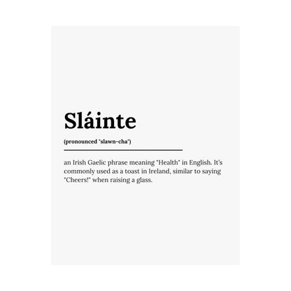 "Sláinte" ("Cheers" in Gaelic/Irish) | Irish Expression Posters | Little Irish Thing