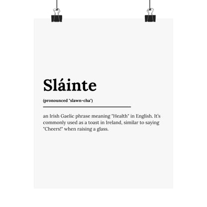 "Sláinte" ("Cheers" in Gaelic/Irish) | Irish Expression Posters | Little Irish Thing