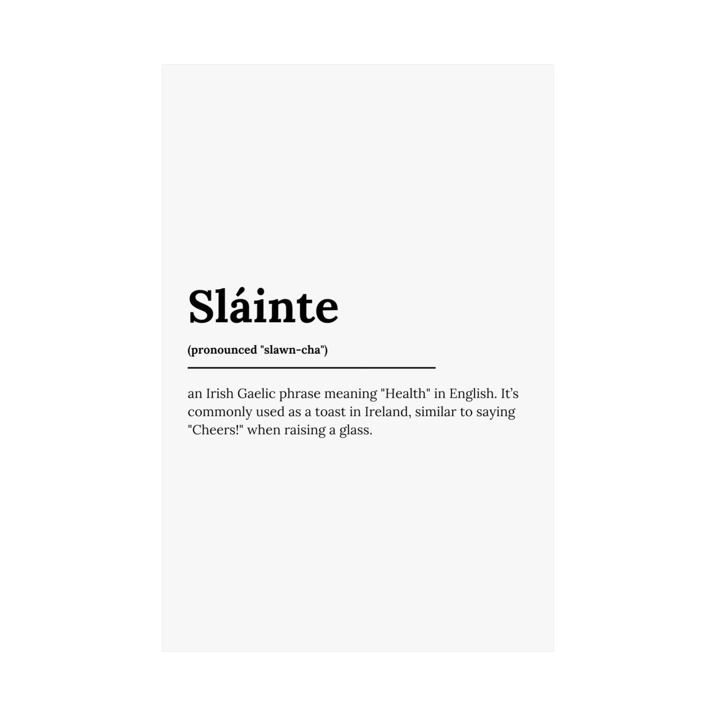 "Sláinte" ("Cheers" in Gaelic/Irish) | Irish Expression Posters | Little Irish Thing