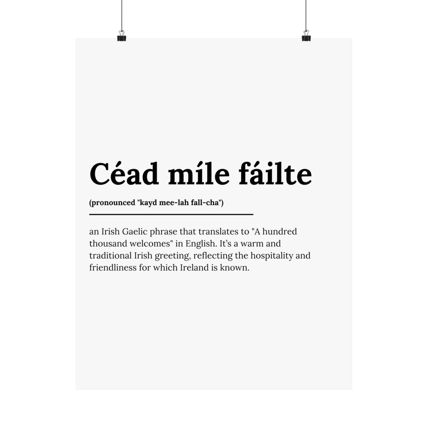 "Céad míle fáilte" | "A hundred thousand welcomes" | Irish/Gaelic Expression Poster