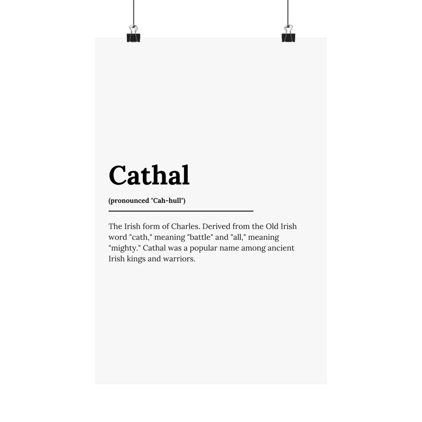 "Cathal" ("Charles" in Gaelic/Irish) | Irish Names Poster | Little Irish Thing