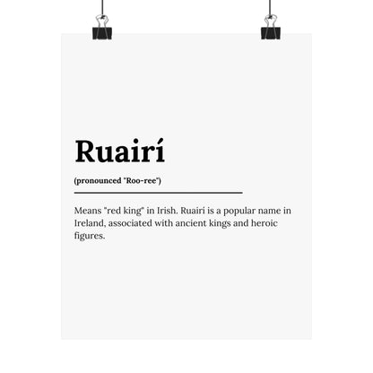 "Ruairí" ("Rory" in Gaelic/Irish) | Irish Names Poster | Little Irish Thing