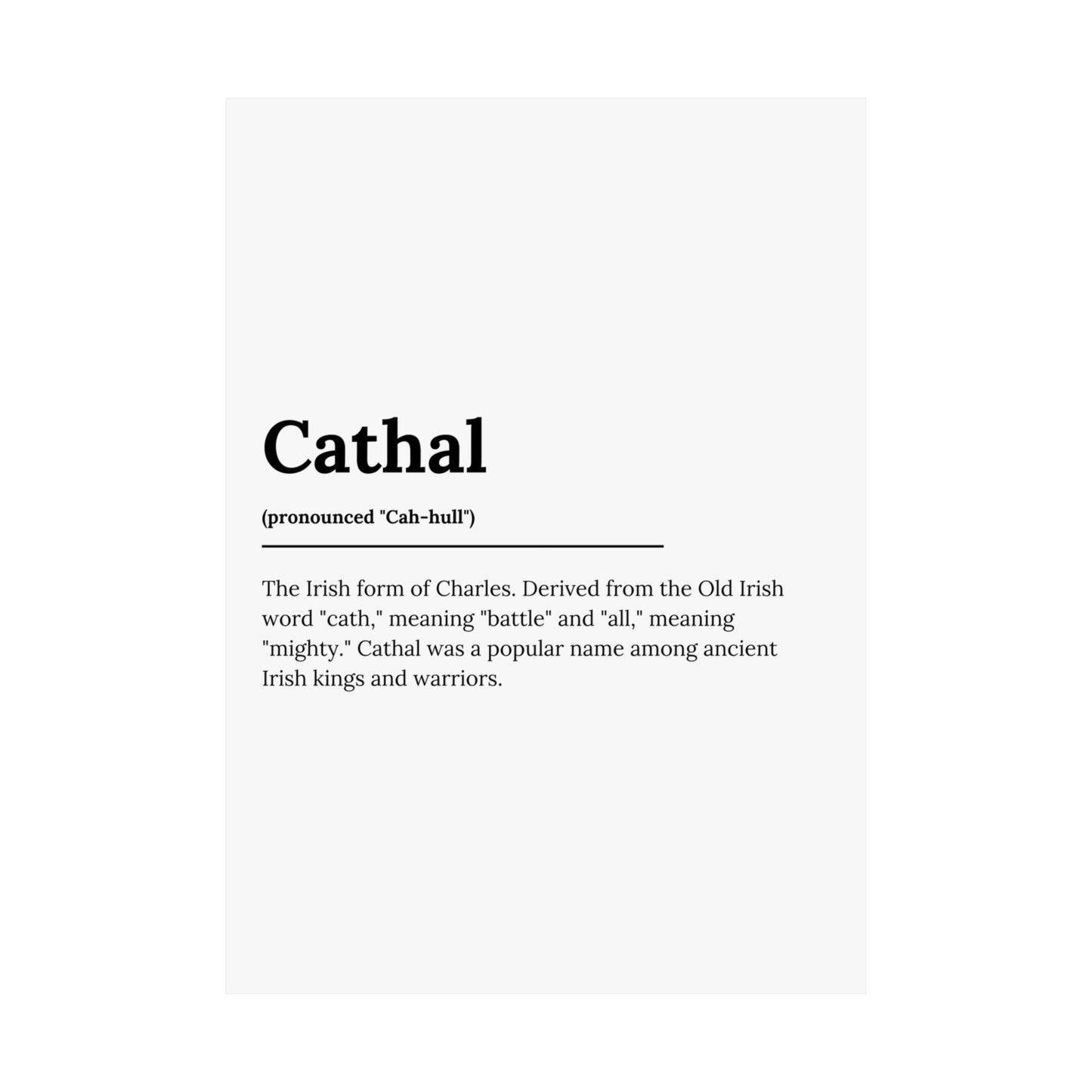 "Cathal" ("Charles" in Gaelic/Irish) | Irish Names Poster | Little Irish Thing