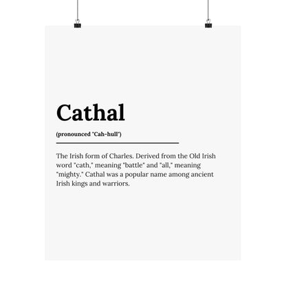 "Cathal" ("Charles" in Gaelic/Irish) | Irish Names Poster | Little Irish Thing