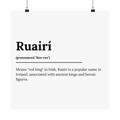 "Ruairí" ("Rory" in Gaelic/Irish) | Irish Names Poster | Little Irish Thing