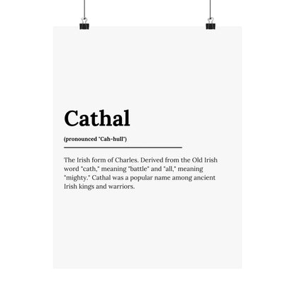 "Cathal" ("Charles" in Gaelic/Irish) | Irish Names Poster | Little Irish Thing