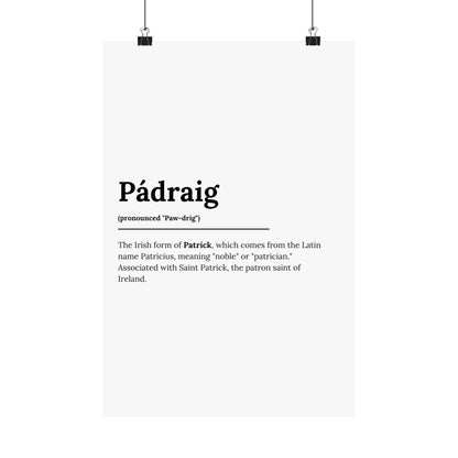 "Pádraig" ("Patrick" in Gaelic/Irish) | Irish Names Posters | Little Irish Thing