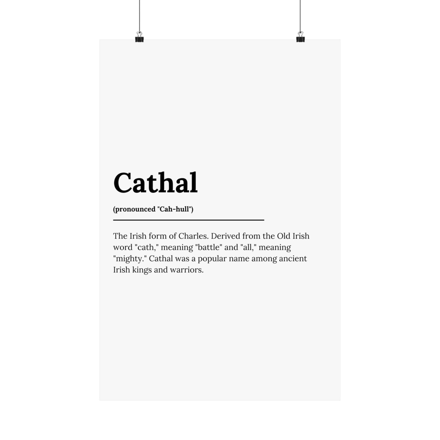 "Cathal" ("Charles" in Gaelic/Irish) | Irish Names Poster | Little Irish Thing