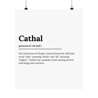 "Cathal" ("Charles" in Gaelic/Irish) | Irish Names Poster | Little Irish Thing