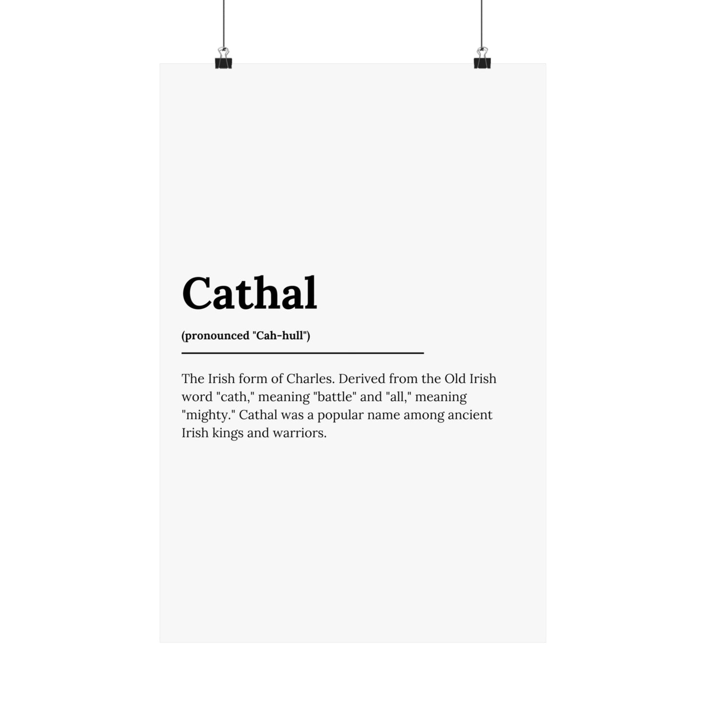 "Cathal" ("Charles" in Gaelic/Irish) | Irish Names Poster | Little Irish Thing