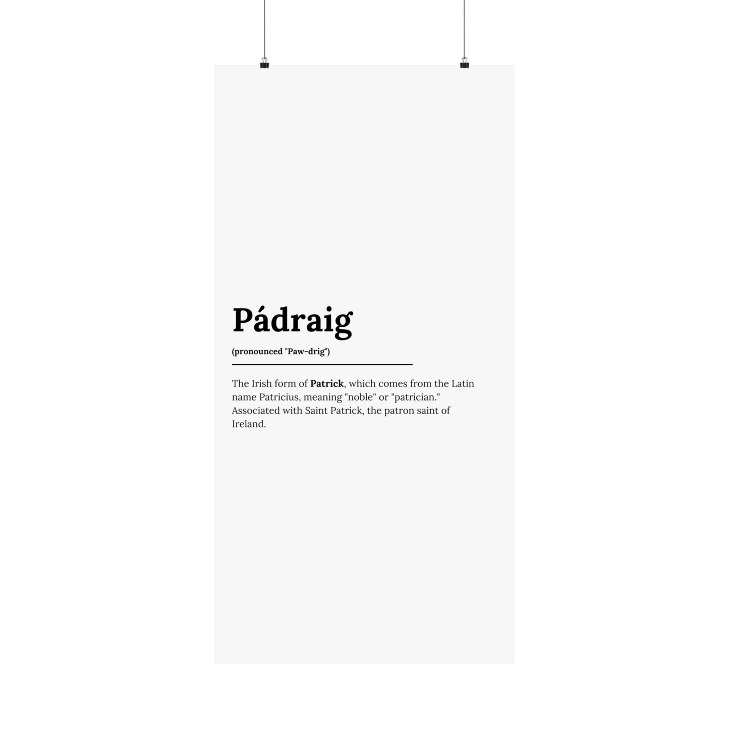 "Pádraig" ("Patrick" in Gaelic/Irish) | Irish Names Posters | Little Irish Thing