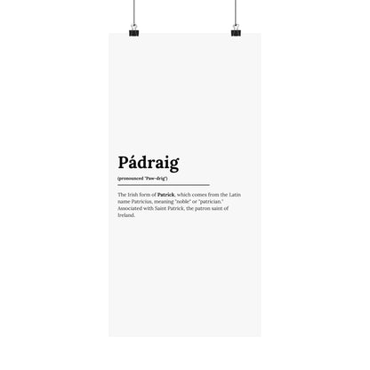 "Pádraig" ("Patrick" in Gaelic/Irish) | Irish Names Posters | Little Irish Thing